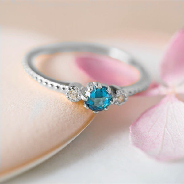 Ocean Blue Boho Rhinestone Ring