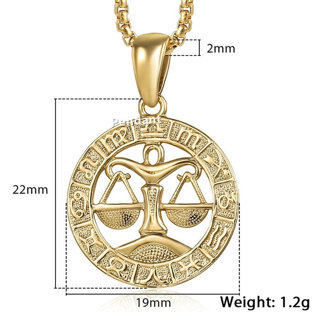 Celestial Zodiac Gold Pendant Necklace