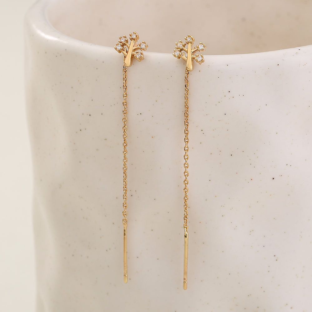 Elegance Arbor Micro-Zircon Tassel Earrings