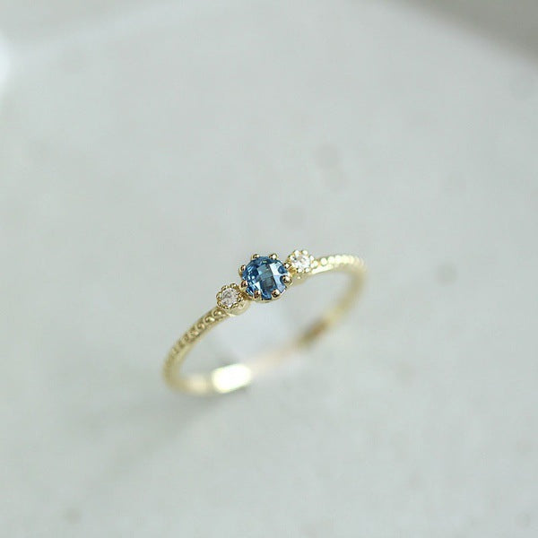 Ocean Blue Boho Rhinestone Ring