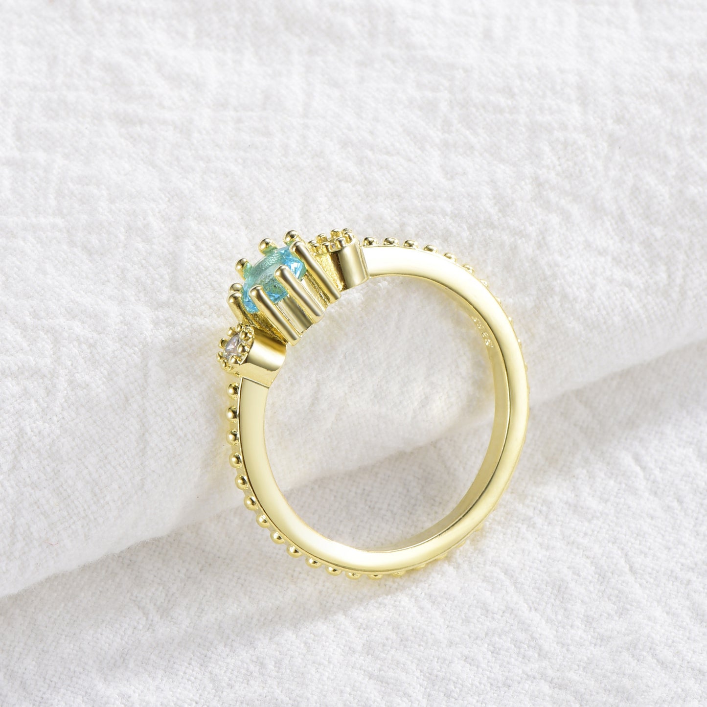 Ocean Blue Boho Rhinestone Ring