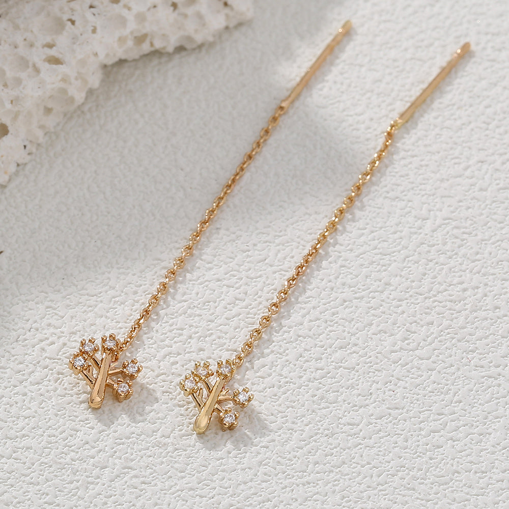 Elegance Arbor Micro-Zircon Tassel Earrings