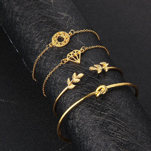 Tocona Boho Leaf Knot Charm Bracelet