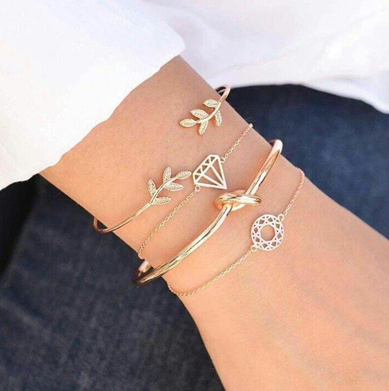 Tocona Boho Leaf Knot Charm Bracelet