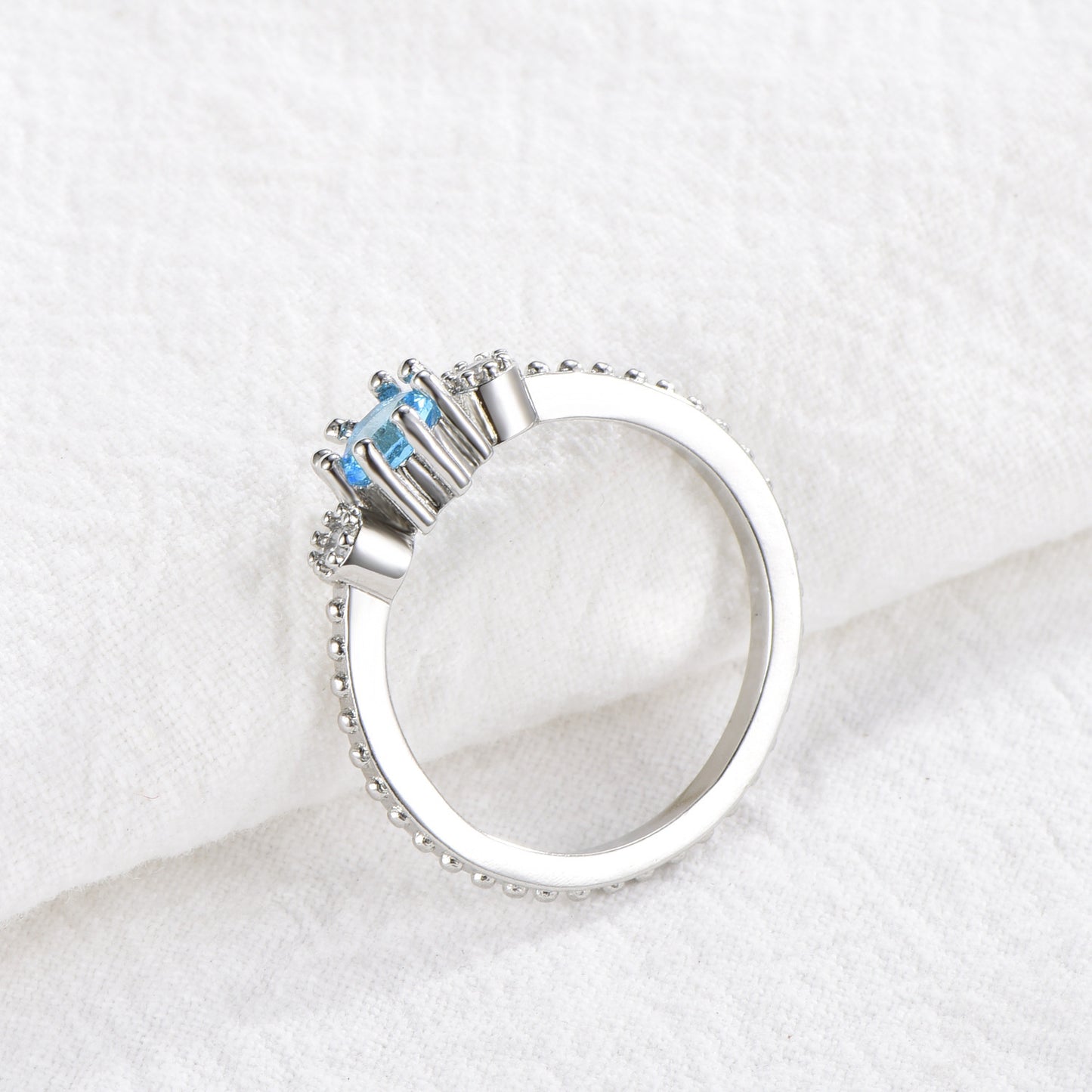 Ocean Blue Boho Rhinestone Ring
