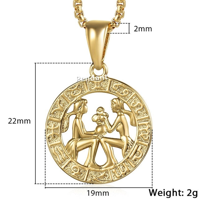 Celestial Zodiac Gold Pendant Necklace