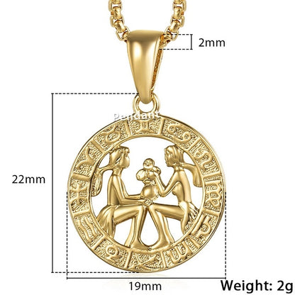 Celestial Zodiac Gold Pendant Necklace