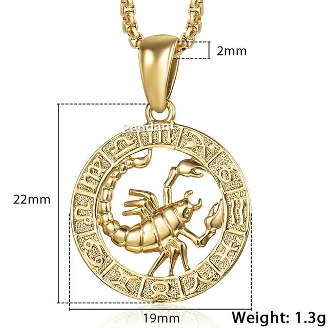 Celestial Zodiac Gold Pendant Necklace