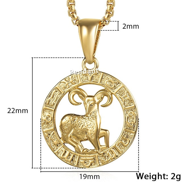 Celestial Zodiac Gold Pendant Necklace