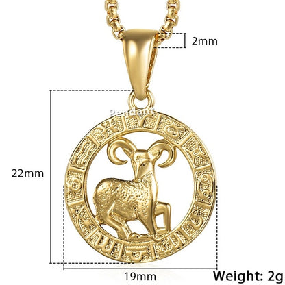 Celestial Zodiac Gold Pendant Necklace