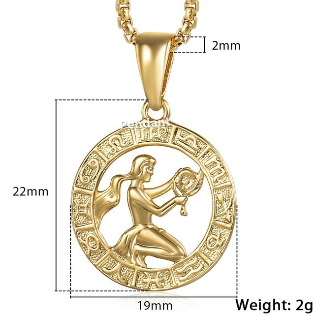 Celestial Zodiac Gold Pendant Necklace