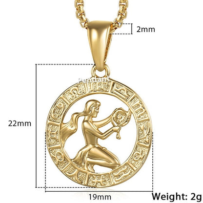 Celestial Zodiac Gold Pendant Necklace