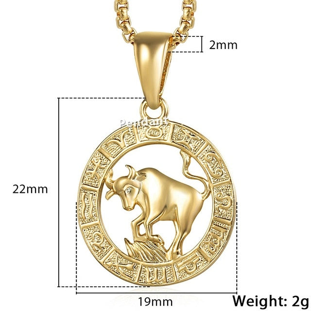 Celestial Zodiac Gold Pendant Necklace