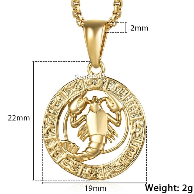 Celestial Zodiac Gold Pendant Necklace