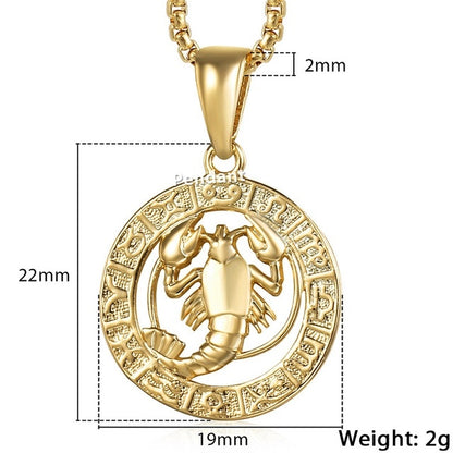 Celestial Zodiac Gold Pendant Necklace