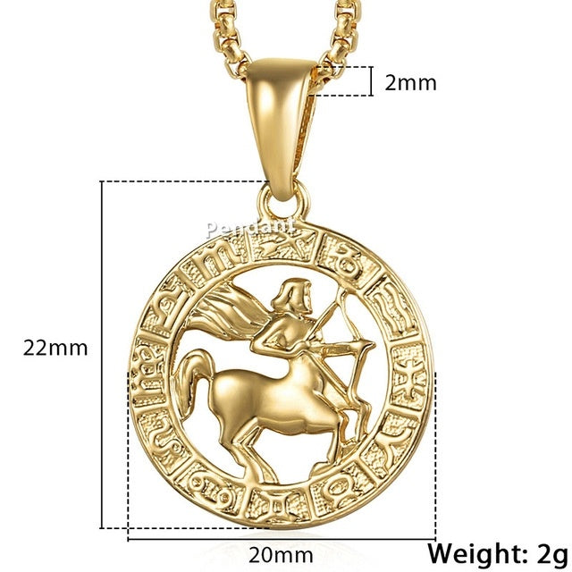 Celestial Zodiac Gold Pendant Necklace