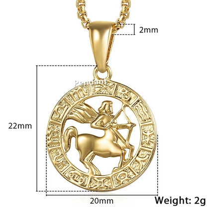 Celestial Zodiac Gold Pendant Necklace