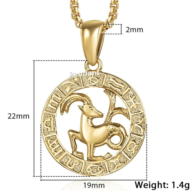 Celestial Zodiac Gold Pendant Necklace