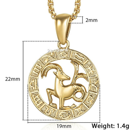 Celestial Zodiac Gold Pendant Necklace