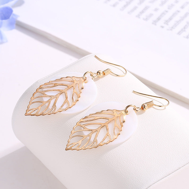 Harmony Leaf Geometric Shell Earrings