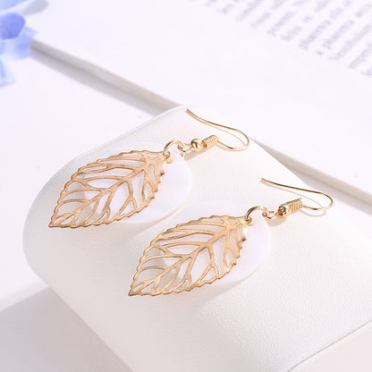 Harmony Leaf Geometric Shell Earrings