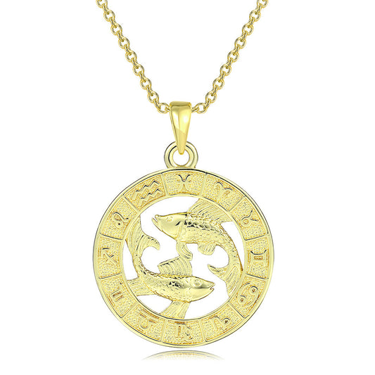 Celestial Zodiac Gold Pendant Necklace