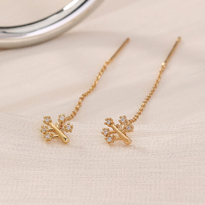 Elegance Arbor Micro-Zircon Tassel Earrings