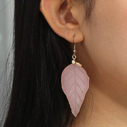 Vintage Bloom Leaf Wrap Earrings – Pink Crystal Charm