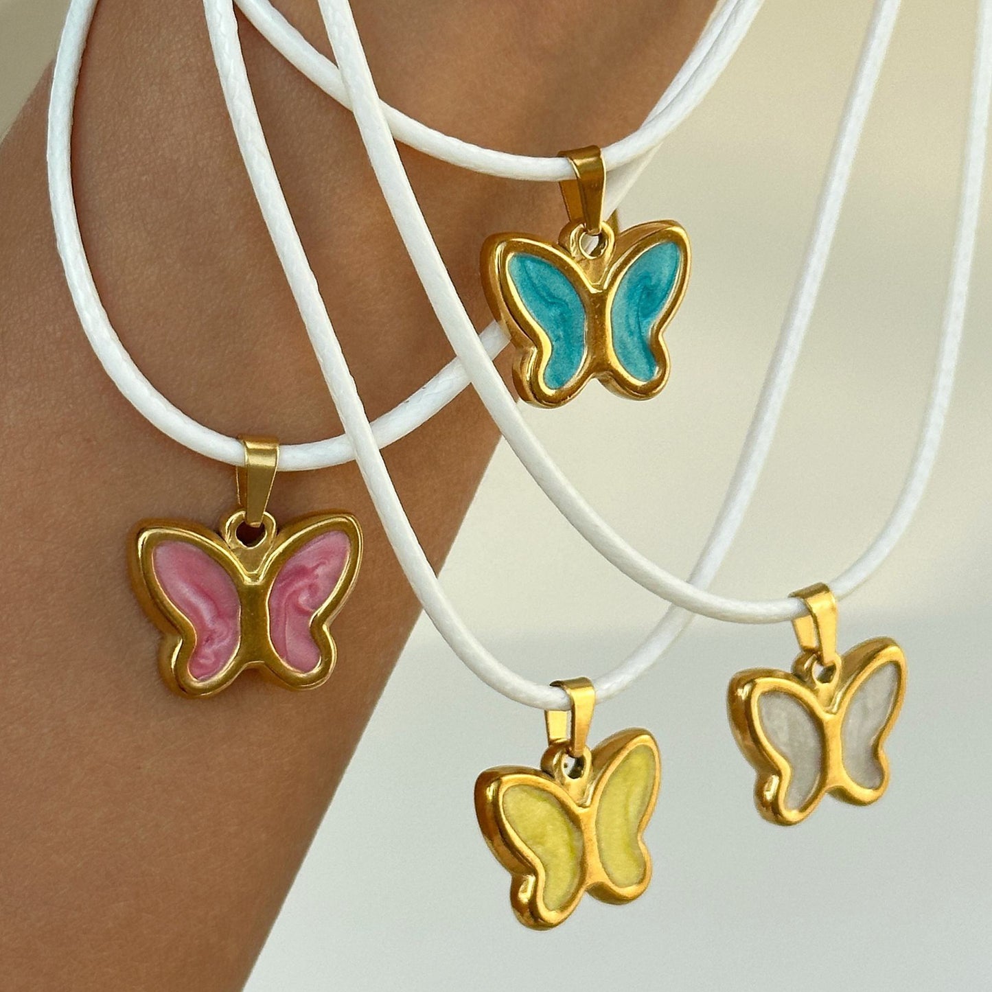 Colorful Wings Butterfly Pendant Necklace
