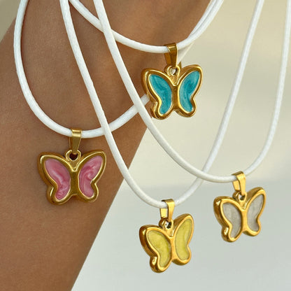 Colorful Wings Butterfly Pendant Necklace