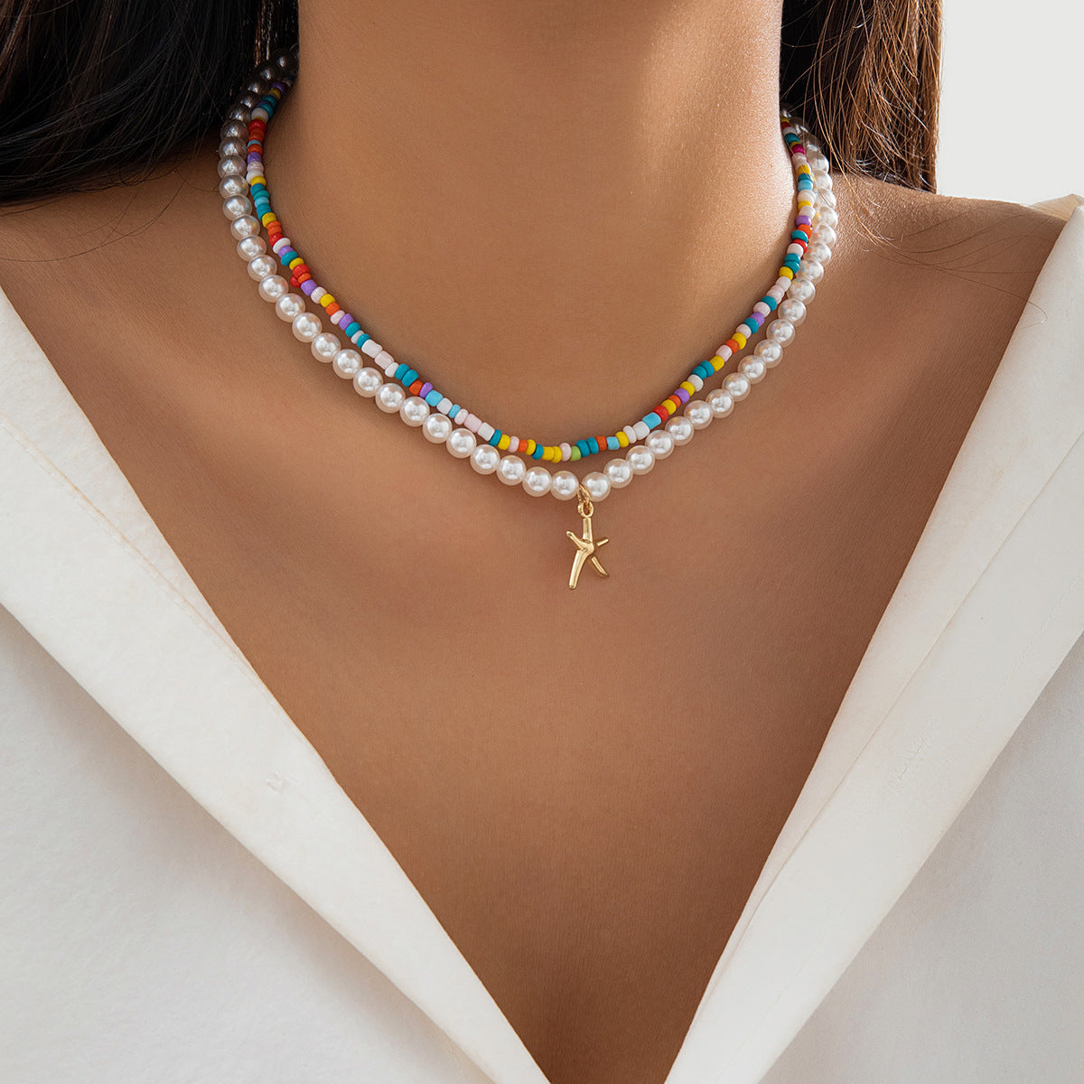 Starfish Shell Duo Necklace
