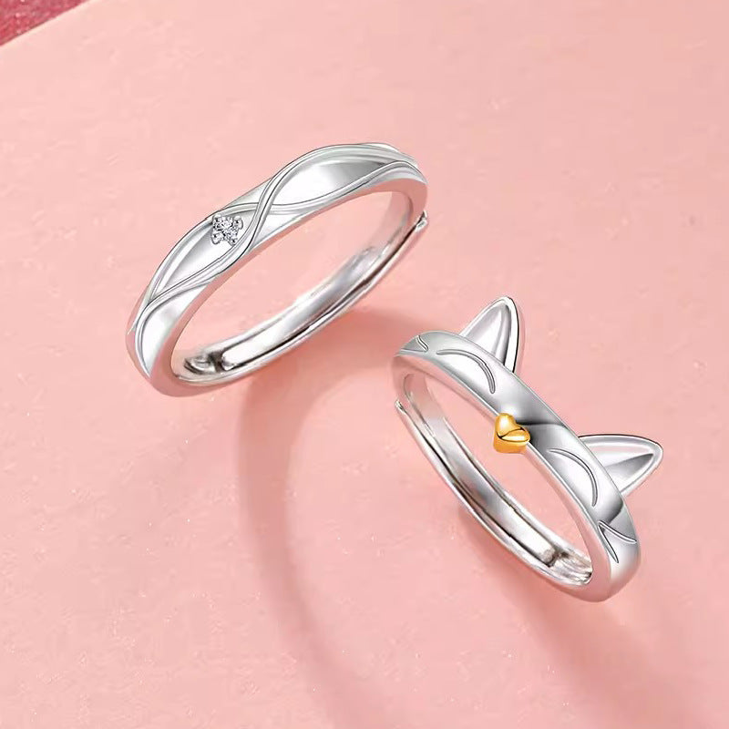 Whisker Charm Couple Rings