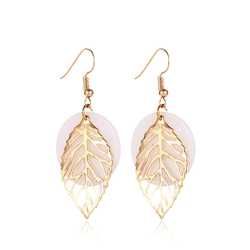 Harmony Leaf Geometric Shell Earrings