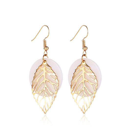 Harmony Leaf Geometric Shell Earrings