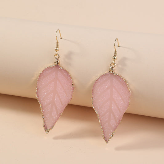 Vintage Bloom Leaf Wrap Earrings – Pink Crystal Charm