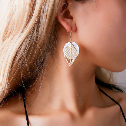 Harmony Leaf Geometric Shell Earrings