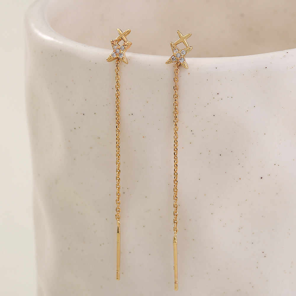 Exquisite Copper Micro-Zircon Tassel Earrings