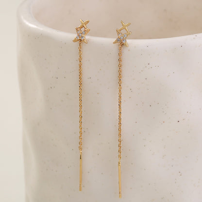 Exquisite Copper Micro-Zircon Tassel Earrings