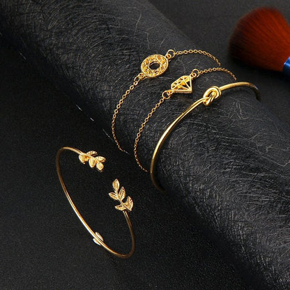 Tocona Boho Leaf Knot Charm Bracelet