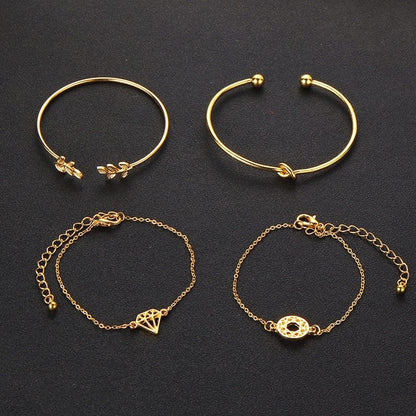 Tocona Boho Leaf Knot Charm Bracelet