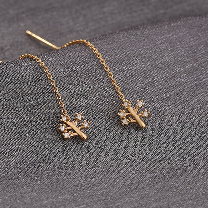 Elegance Arbor Micro-Zircon Tassel Earrings