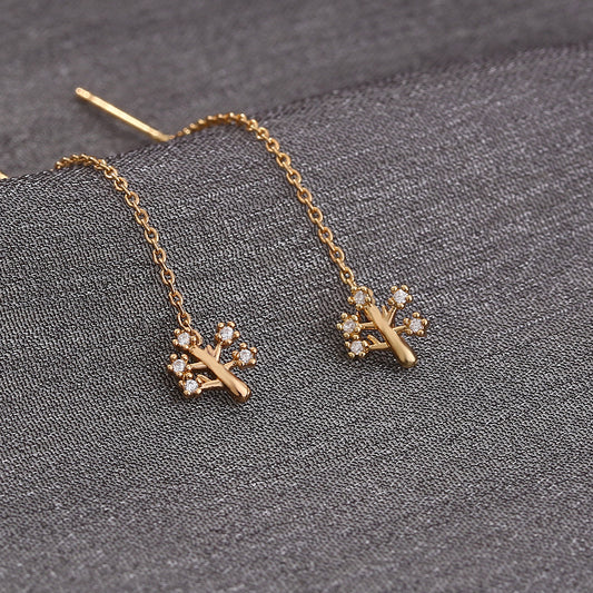 Elegance Arbor Micro-Zircon Tassel Earrings
