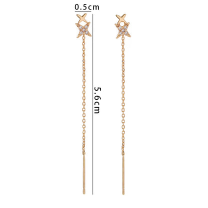 Exquisite Copper Micro-Zircon Tassel Earrings