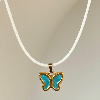 Colorful Wings Butterfly Pendant Necklace