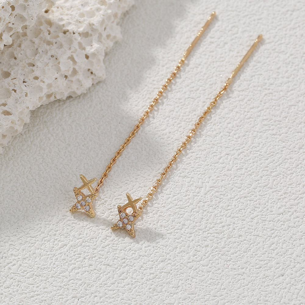 Exquisite Copper Micro-Zircon Tassel Earrings