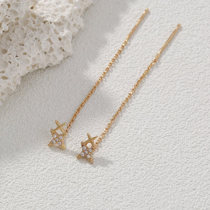 Exquisite Copper Micro-Zircon Tassel Earrings