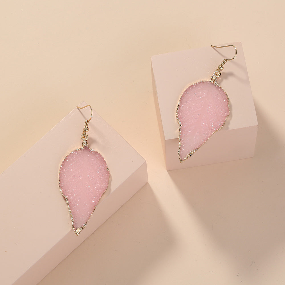 Vintage Bloom Leaf Wrap Earrings – Pink Crystal Charm