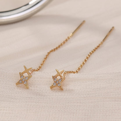 Exquisite Copper Micro-Zircon Tassel Earrings