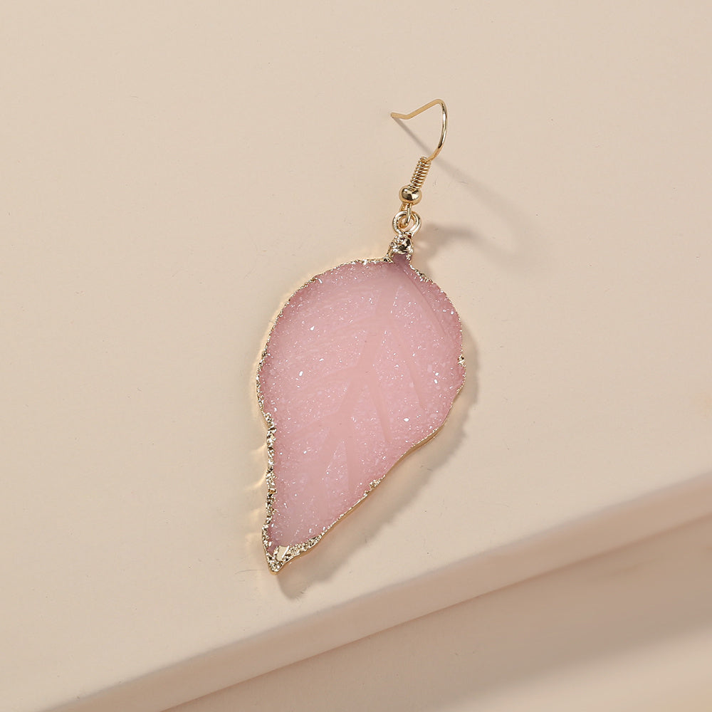 Vintage Bloom Leaf Wrap Earrings – Pink Crystal Charm
