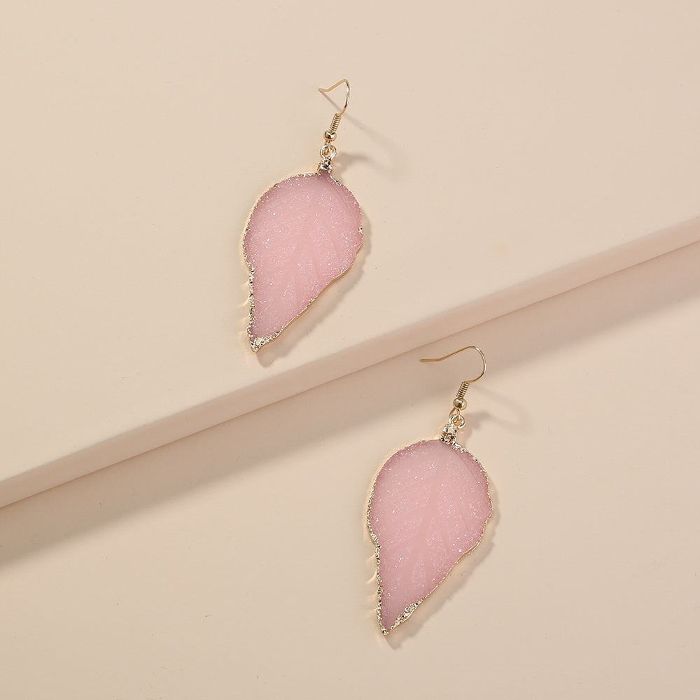 Vintage Bloom Leaf Wrap Earrings – Pink Crystal Charm